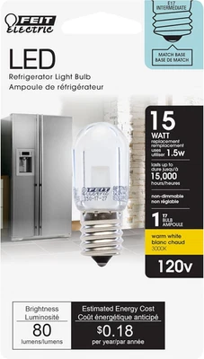 T7 LED Light Bulb, 15W Equivalent, 1.5W, 80 Lumens, E17 Base, Warm White 3000K,  - Image 1 of 4