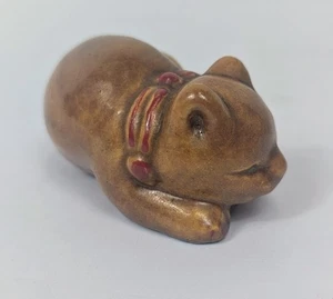 Vintage Solid Porcelain Sleeping Cat Figurine 2.5'' Miniature - Picture 1 of 6
