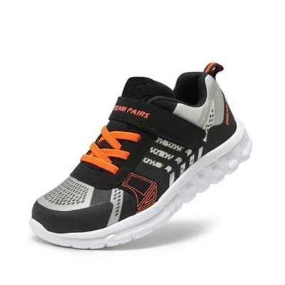  Niñas Niños Zapatos Niños Tenis EZ-Ons Quicksteps 4 Big Kid Negro/Gris/Naranja Foto 1 de 4