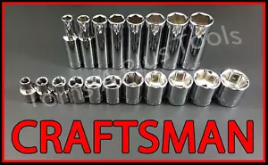 CRAFTSMAN HAND TOOLS 19pc Short & Deep 3/8 SAE 6pt ratchet wrench socket set - Picture 1 of 4