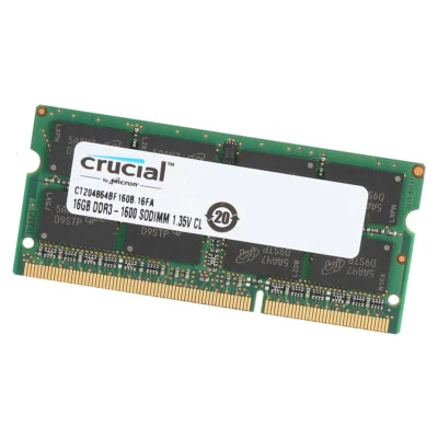 Crucial CT204864BF160B DDR3L 16GB 1600MHz NON ECC SODIMM 2RX8 Notebook Memory - Image 1 of 4