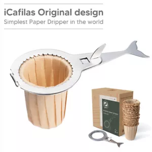 Stainless Steel Dripper Reusable Drip Coffee Filter w/Disposable Paper Filters - Picture 1 of 10