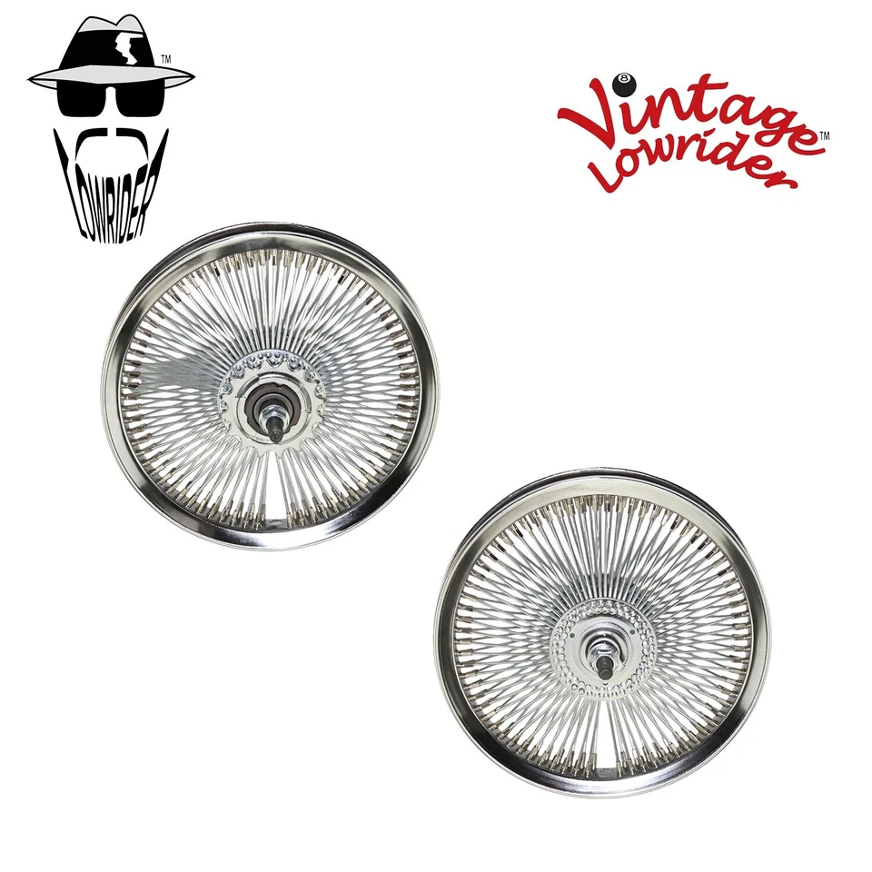 Rueda de acero para bicicleta F&R Lowrider original de 12" (JUEGO) 144 radios 14 g cromada Foto 1 de 1