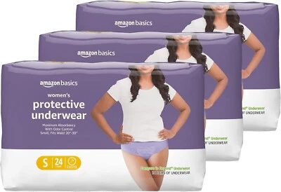 Amazon Basics Women's Incontinence Underwear, Disposable - Small S - 72 Count