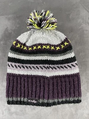 Mujer Oakley Gorro Pom Acanalado Sombrero Gorra Gris Borgoña M-L Foto 1 de 4