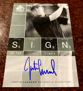 2002 SP Authentic JUSTIN LEONARD Golf Sign of the Times Auto ST-JL Rookie PGA💎