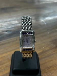 ECCLISSI LADIES WATCH STERLING SILVER CASE & BAND W/ AMETHYST - Picture 1 of 7