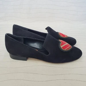 Michael Kors Womens Natasha Loafer Black Suede Slip On Shoes Heart Bead Sz 7 NEW - Picture 1 of 11