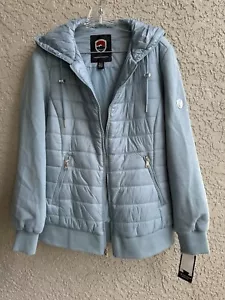 1 Madison Expedition Women’s Blue Full Zip Hooded Puff Jersey Jacket XL -NWT - Picture 1 of 11