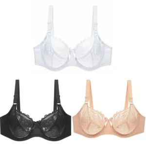 Comfy Plus Size Womens Bras Underwire Brassiere Lace Bra Non-slip Sexy Lingerie - Picture 1 of 17