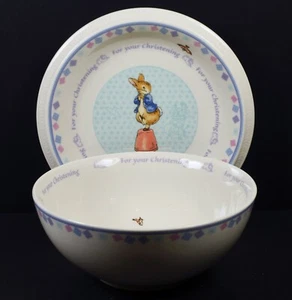 Wedgwood Beatrix Potter Peter Rabbit Christening Nursery Bowl & Plate - Picture 1 of 5