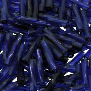 Miyuki Twisted Bugle Beads 2.7x12mm 16GM Transparent Dark Cobalt Blue - Picture 1 of 3