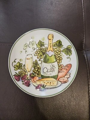 Juego de 3 platos de cerámica con motivo de vino y queso I Godinger & Co Foto 1 de 4