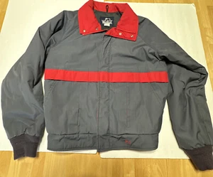 Rare VINTAGE WOOLRICH BOMBER Jacket Coat Charcoal Grey Red MEN Sz M - USA - Picture 1 of 24