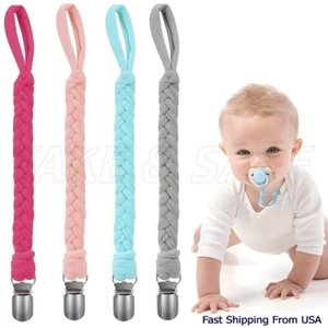 Braided Pacifier Binky Clip Holder Teething Straps Multicolor Leash for Baby Boy - Picture 1 of 6