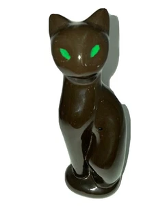 Black Ceramic Cat Green Eyes Excellent Condition - Picture 1 of 8