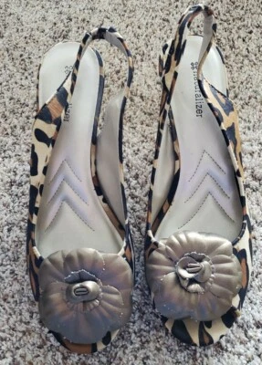 Zapato Naturalizador Tacón Talla 8.5 Cordones Leopardo Estampado Animal Punta abierta Y2K Años 90 De Colección Foto 1 de 2