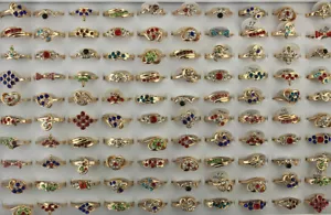 Wholesale Lots 32pcs Filled Cute Rhinestone Jewelry Mixed Gold P Womens Rings - Picture 1 of 9