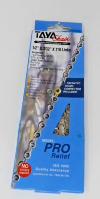 Cadena de bicicleta vintage TAYA Pro Relief 1/2" x 3/32" x 116L -Nueva Foto 1 de 2