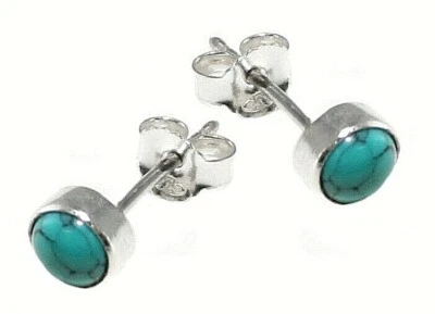 925 ECHT SILBER *** Kleine Türkis Ohrstecker Ø 5 mm - Bild 1 von 3