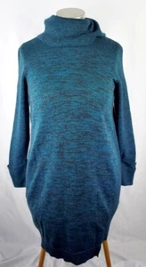 Vestido Suéter Lane Bryant Bodycon Talla Grande 3X 22/24 Verde Azulado Capucha Cuello Alto Midi - Imagen 1 de 8