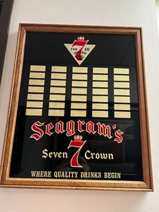Vintage Seagrams 7 Seven Crown American Whiskey Glass Framed Mirror Sign - Picture 1 of 8