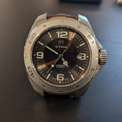 RARO CYMA Reloj Estilo Buzo Hecho en Suiza Mecánico Automático ETA Mov't REVISADO Foto 1 de 4