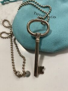 Tiffany & Co. Tiffany Keys Sterling Silver Large Oval Key Pendant Necklace