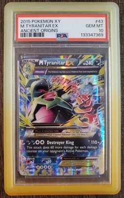 2015 POKEMON XY ANCIENT ORIGINS #43 M TYRANITAR EX PSA 10 New cert with guard - Image 1 of 2