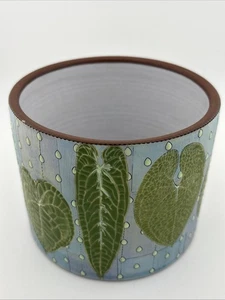 Maceta de cerámica Renee Lopresti 5” de ancho 4” de alto azul y verde única en su clase rara - Imagen 1 de 7