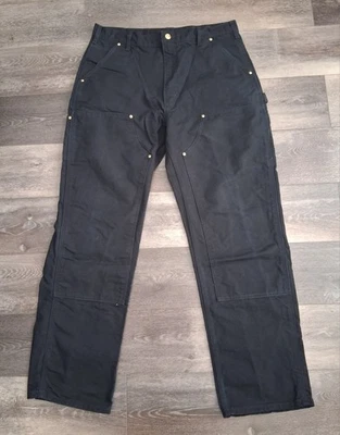 Carhartt B01 Double Knee Loose Original Fit Carpenter Pants Black 36x32 - Image 1 of 4