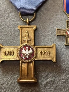 Kreuz des Großen Polnischen Aufstandes 1918-1919 am Band mit Miniatur - Bild 1 von 4