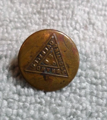 Vintage Antique Metal Verbal Work Uniform Button TRIANGLE BRAND OVERALLS - Image 1 of 3
