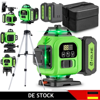 Kit láser de línea cruzada 16 Line Level nivel de agua 4D 360° con 2 baterías + trípode - Imagen 1 de 4