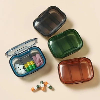 2pcs Portable Mini Pill Organizer Box – Compact Travel Medicine Container - NEW - Image 1 of 4