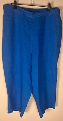 Flax Relaxed Fit Wide Leg Pants Royal Blue Linen Pants Size Large - Image 1 of 4