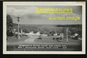 RPPC HUMPHERY'S LODGE ROCKLAND ME GLEN COVE OLD CARS Maine Real Photo - Picture 1 of 3