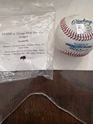 Shohei Ohtani Angels Game Used Baseball 3-2-25 Shohei Called Out On Strikes - Image 1 of 4