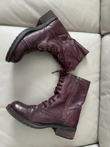 Steve Madden Womens Troopa 2.0 Combat Boot Size 10 Burgundy Soft Leather - Picture 1 of 10