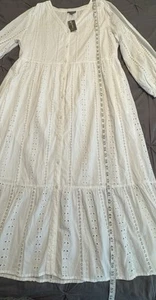 Neu mit Etikett Style & Co Coastal klassisches hellweißes Baumwollkleid mit Ösen - Bild 1 von 9