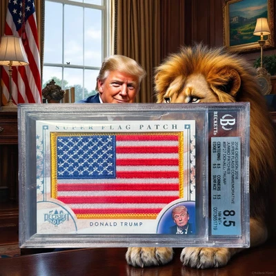 2016 DECISION DONALD TRUMP SUPER FLAG PATCH SILVER BGS 8.5 RIP CARLIE KIRK🇺🇸 - Image 1 of 2