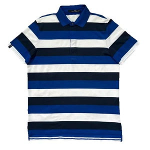 Ralph Lauren RLX Men's Medium Golf Striped Polo Shirt White & Two Shades of Blue - Picture 1 of 9