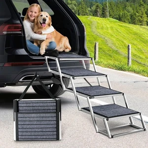 Rampa per Cani Extra Larga per Auto,Passo per Cani in Alluminio per Auto con Tappeto Antiscivolo,4 pz - Foto 1 di 7