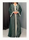 Sale Royal Green Moroccan Kaftan Arabic Party Wear Abaya Hand Beaded Caftan Dres