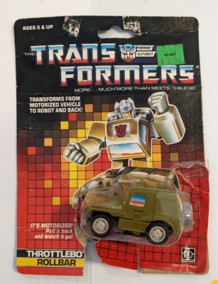 G1 Transformers Rollbar THROTTLEBOT with Card 1986 Hasbro Autobot Vintage Used - Image 1 of 3