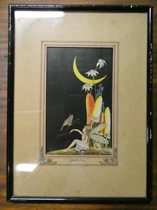ART DECO FAIRY PAINTING AUSTRALIAN ARTIST DULCIE C MARTIN "EXPECTATION" PIXIE - Picture 1 of 10