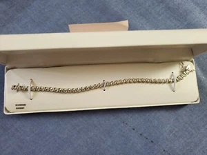 Item 77004 - 7" Bracelet - Fine Silver plated Simulated Diamond - Picture 1 of 2
