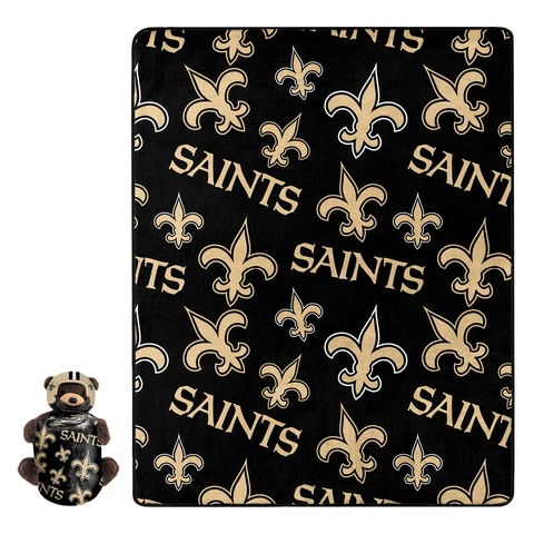 Northwest NFL New Orleans Saints Plush Bear Hugger W/ Silk Touch Throw Blanket Cover