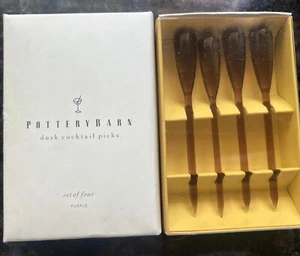 Pottery Barn Dusk LILA MUNDGEBLASENES GLAS Cocktail Plektren - 4er Set - Neu im Karton - Bild 1 von 5