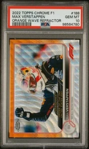 2022 TOPPS CHROME FORMULA 1 MAX VERSTAPPEN ORANGE WAVE REFRACTOR GEM MT 10 - Picture 1 of 2